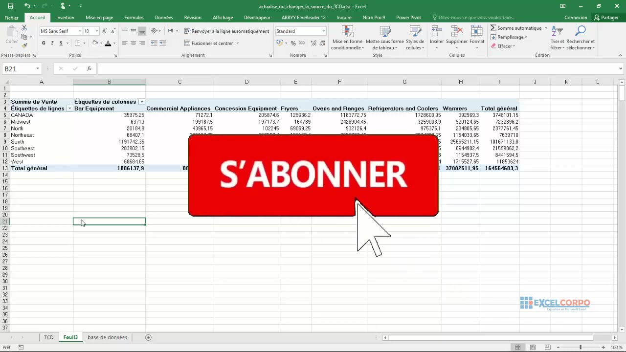TCD 8: Comment actualiser ou changer la source d'un tableau croisé dynamique