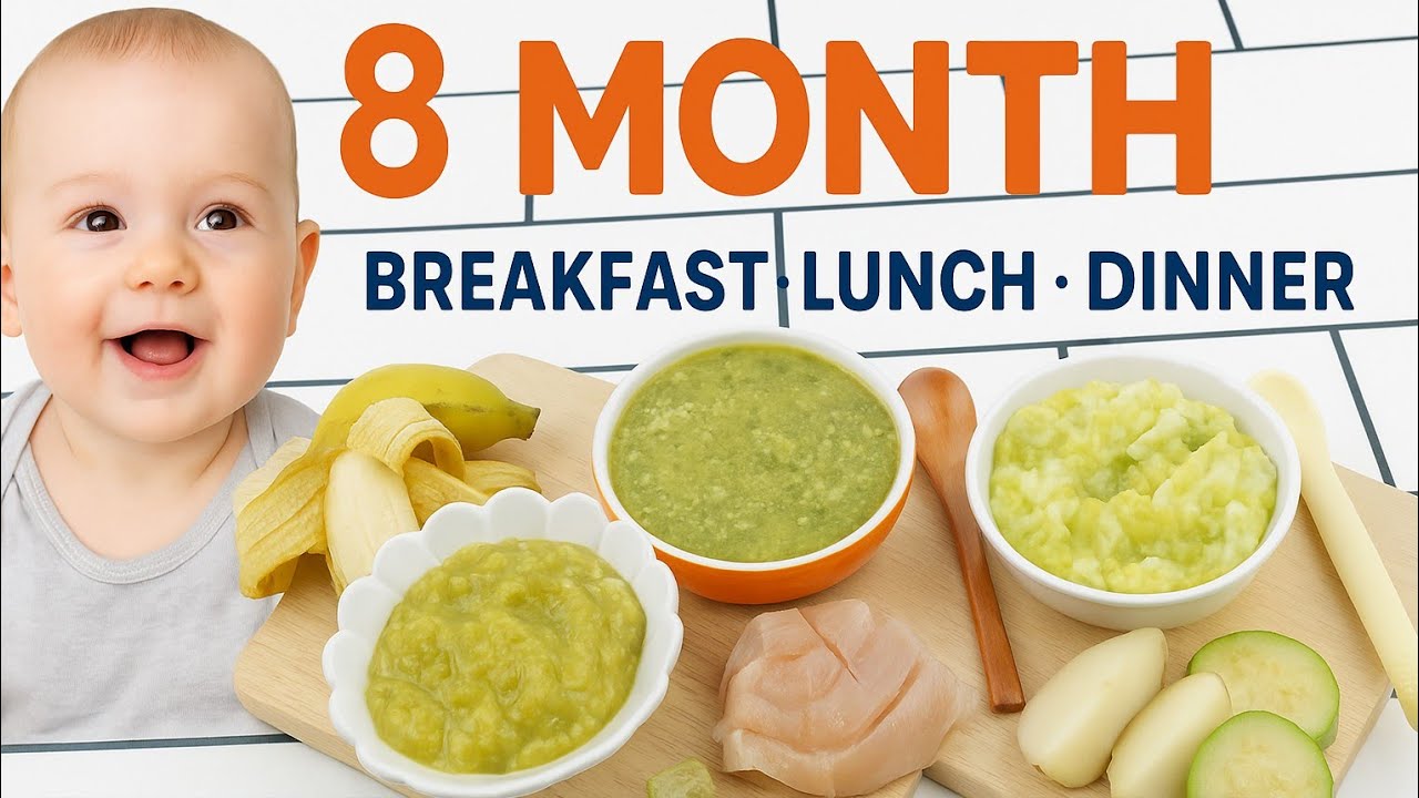 8 Month Baby Food Plan#4 🍌🥑 Healthy Avocado, Chicken & Zucchini Purees @LittleBitesKitchen-r8m 