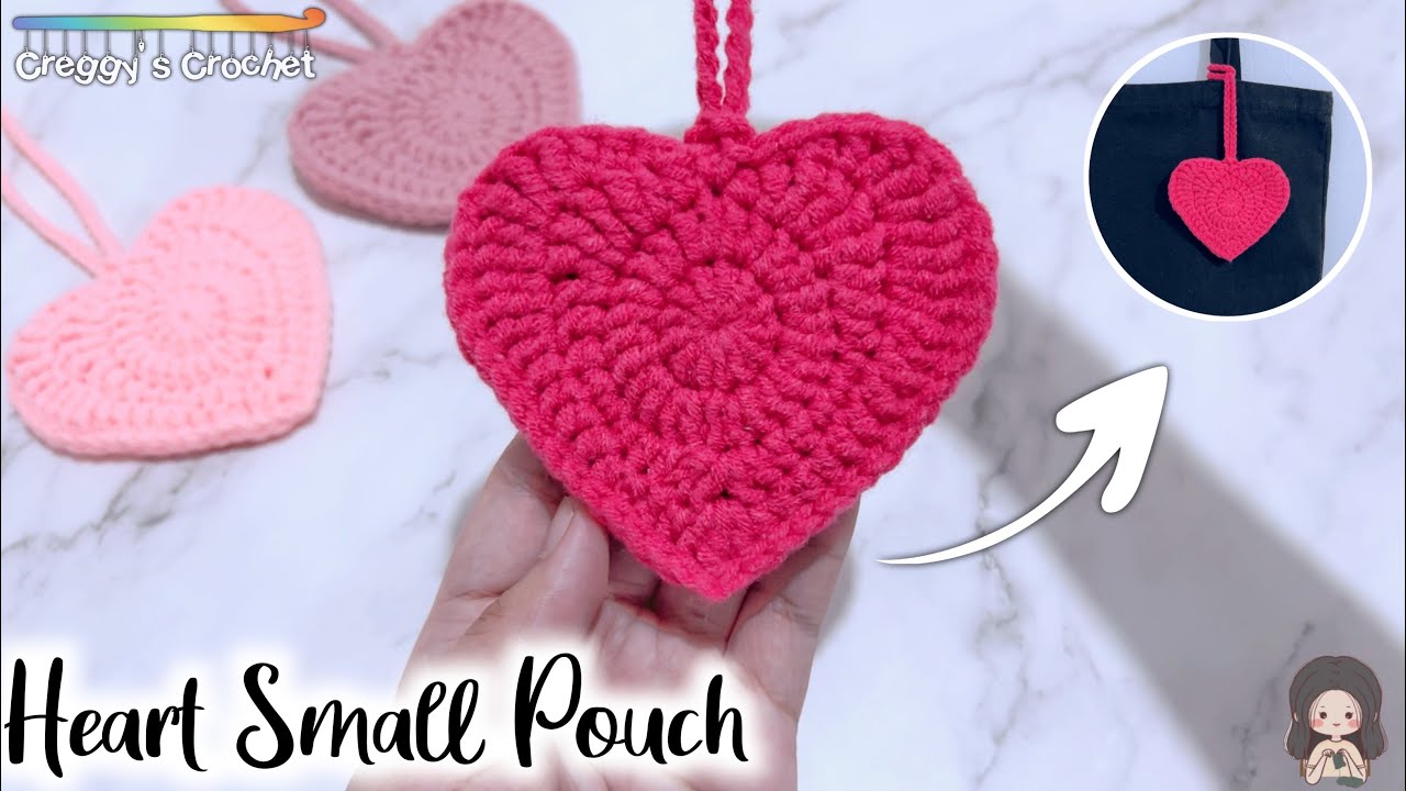 CROCHET “Heart” Small Pouch | Tutorial