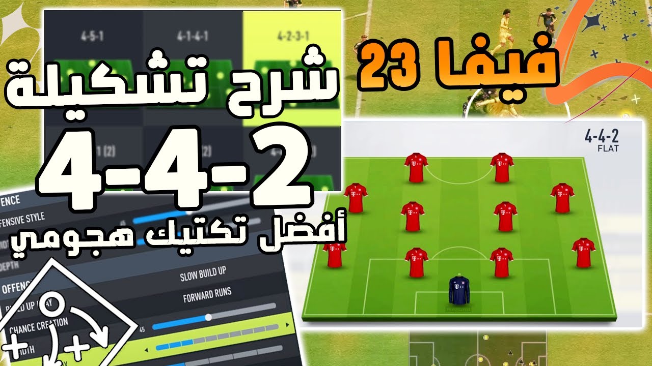 فيفا 23 - شرح تشكيلة 4-4-2 الاقوى باللعبة حاليا + تكتيك هجومي احترافي !! 🔥🎮😮