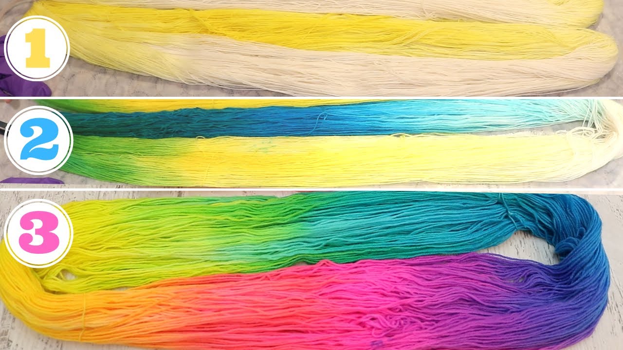 Dyepot Weekly #263 - Dip Dyeing Yarn into 3 Primary Colors to Create a Rainbow Colorway (CMY)