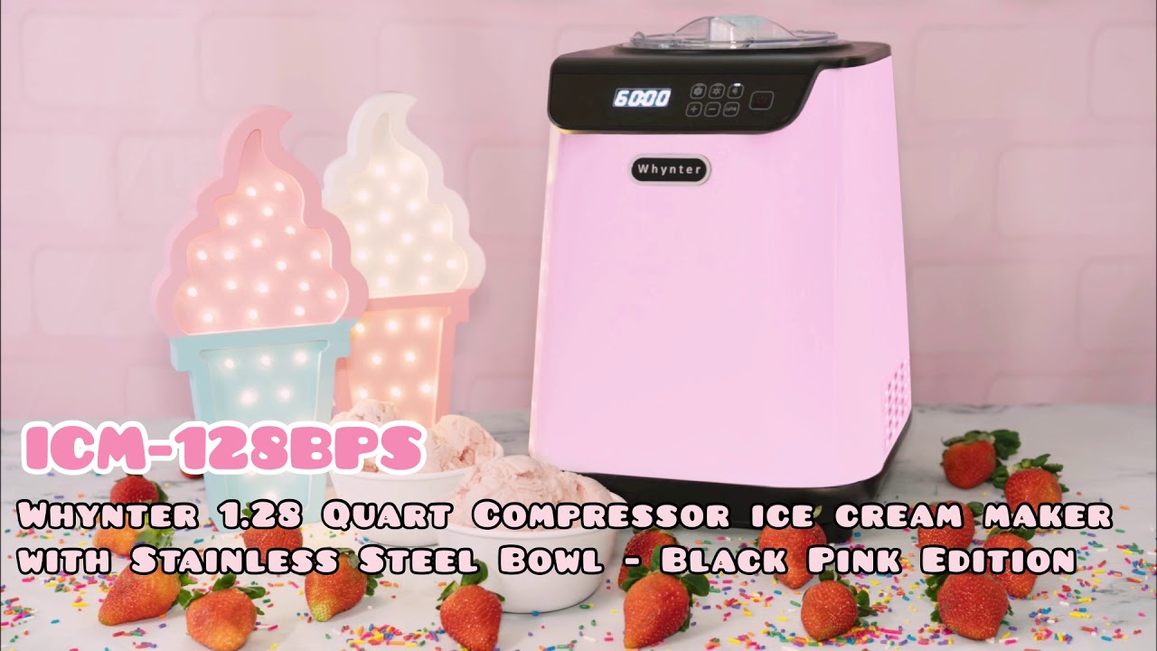 ICM-128BPS Whynter 1.28 Quart Compact Compressor Ice Cream Maker - Limited Black Pink Edition