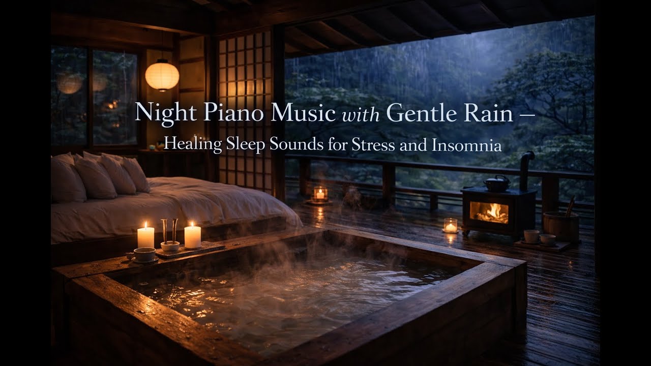 Night Piano Music with Gentle Rain – Healing Sleep Sounds for Stress and Insomnia