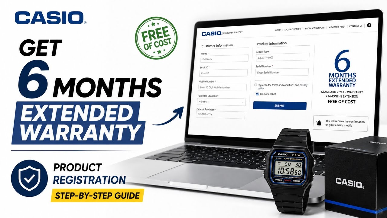 How to Get 6 Months Extended Warranty on Casio Watches | Product Registration Guide (India)