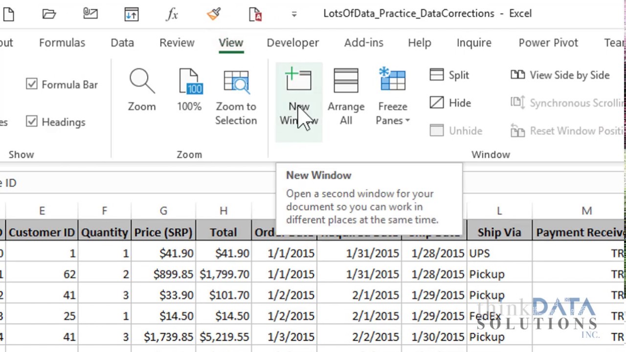 New Window in Excel