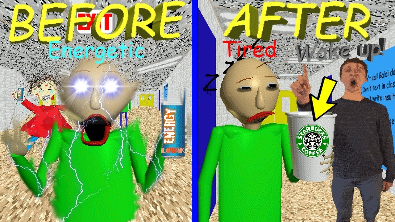 SUPER ENERGETIC BALDI VS SUPER TIRED BALDI!! + SECRET ENDING!! | Baldi's Basics MOD: Tired Baldi