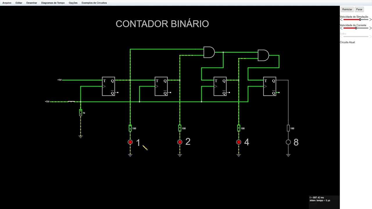 Eletrônica digital 02 - Contador Binário de 4 Bits