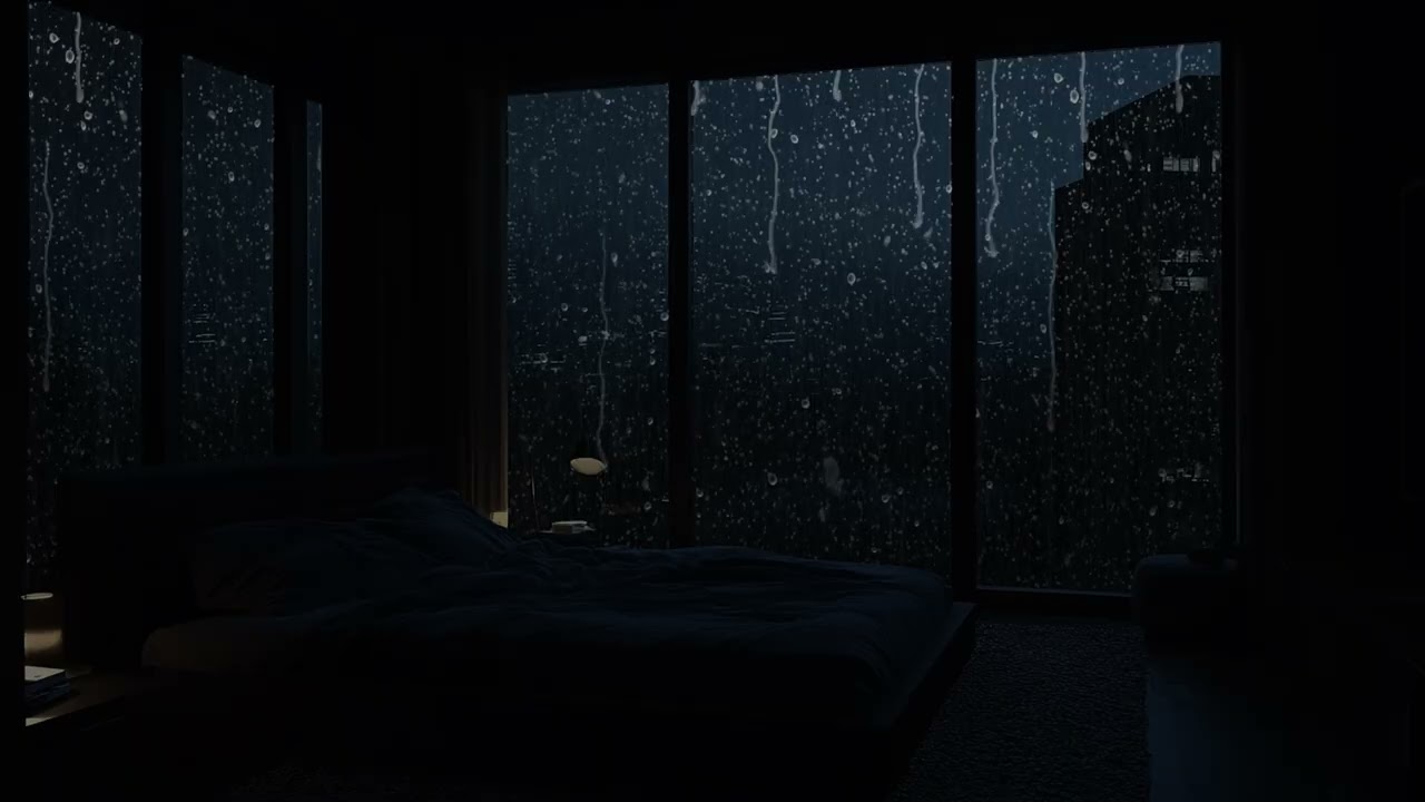 Deep Sleep in a Pitch Black Room | Rain on Window ASMR | 3 Hours