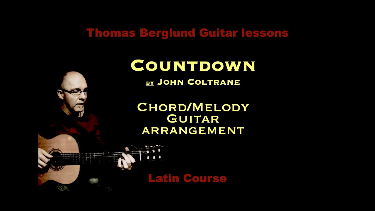 Countdown by John Coltrane - Chord/melody guitar arrangement - Backing track in video