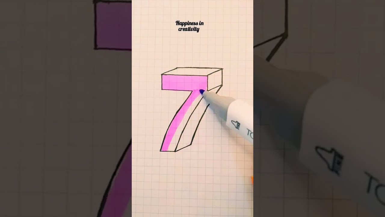 3d drawing number 7 #shorts