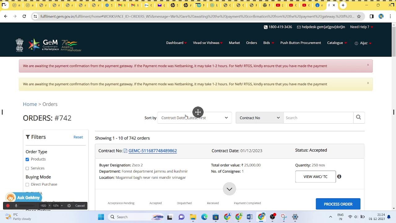 HOW TO PAY ANNUAL MILESTONE CHARGES On GeM portal