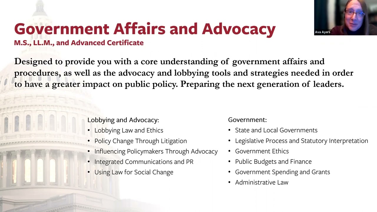 Government Affairs and Advocacy Faculty Director Ava Ayers