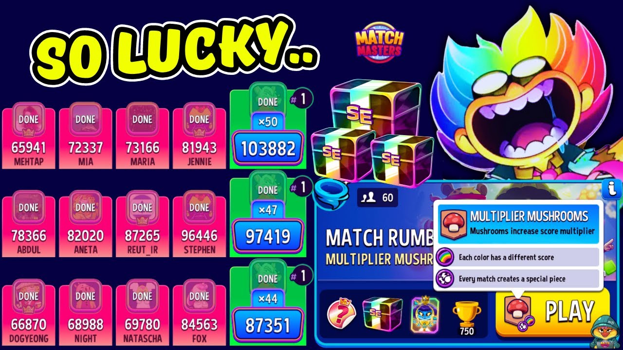 x3 CRAZY 60 players Match Rumble Multiplier Mushrooms + Rainbow + Special O'Rama | Match Masters