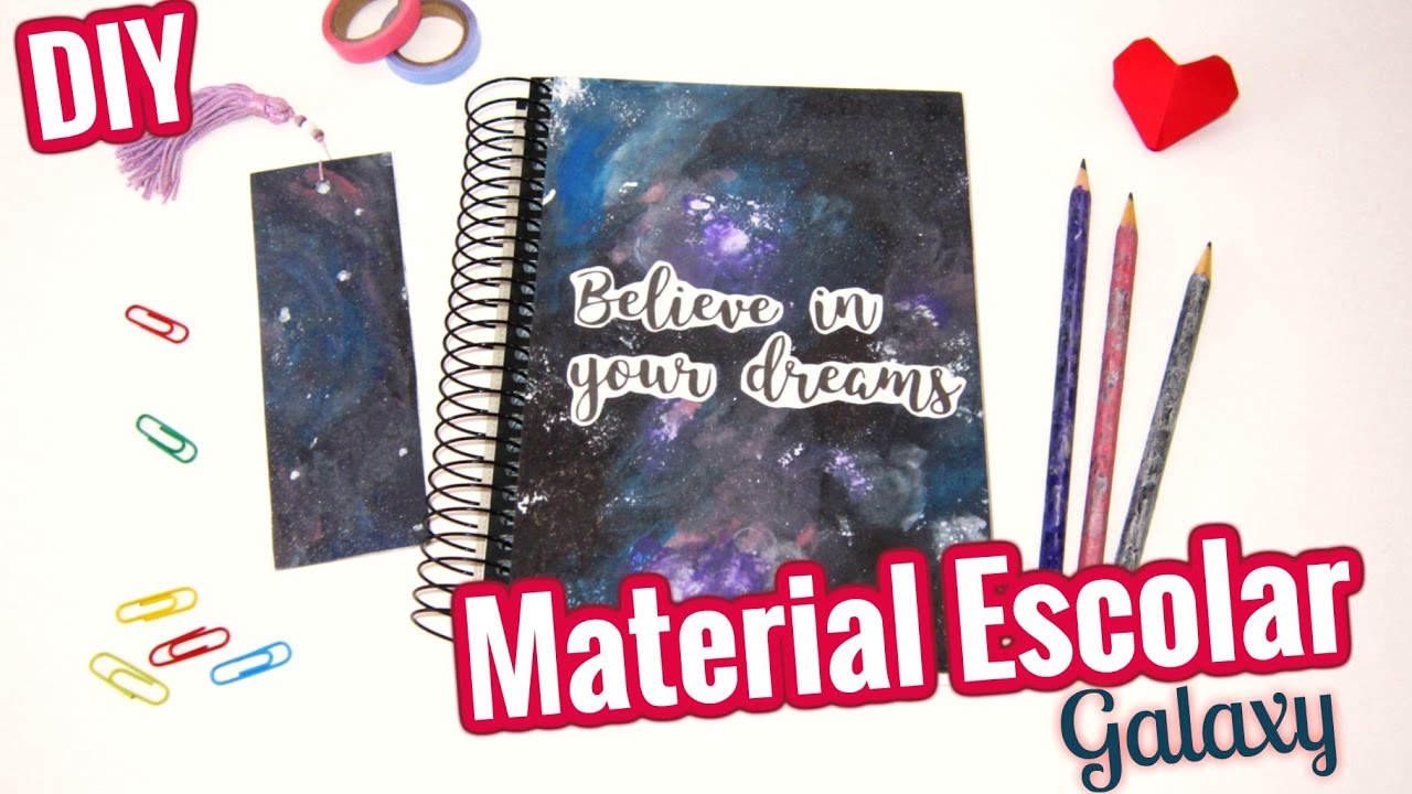 DIY Material Escolar com Estampa Galaxy [caderno estilo TUMBLR]