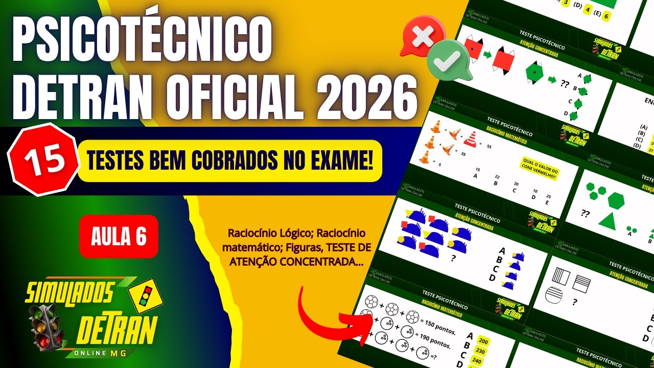 PSICOTÉCNICO DETRAN 2026: AULA 6 - Como passar em Teste psicotécnico para exame do DETRAN 2026