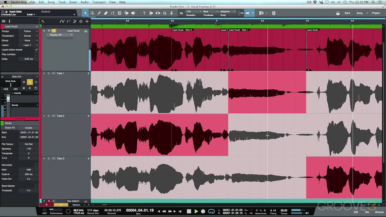 Vocal Comping (Studio One 3 Advanced)