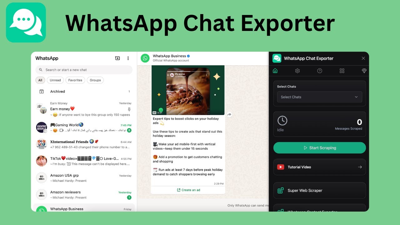 How to Export WhatsApp Chat Messages to CSV, Excel, JSON and Download Media Files?