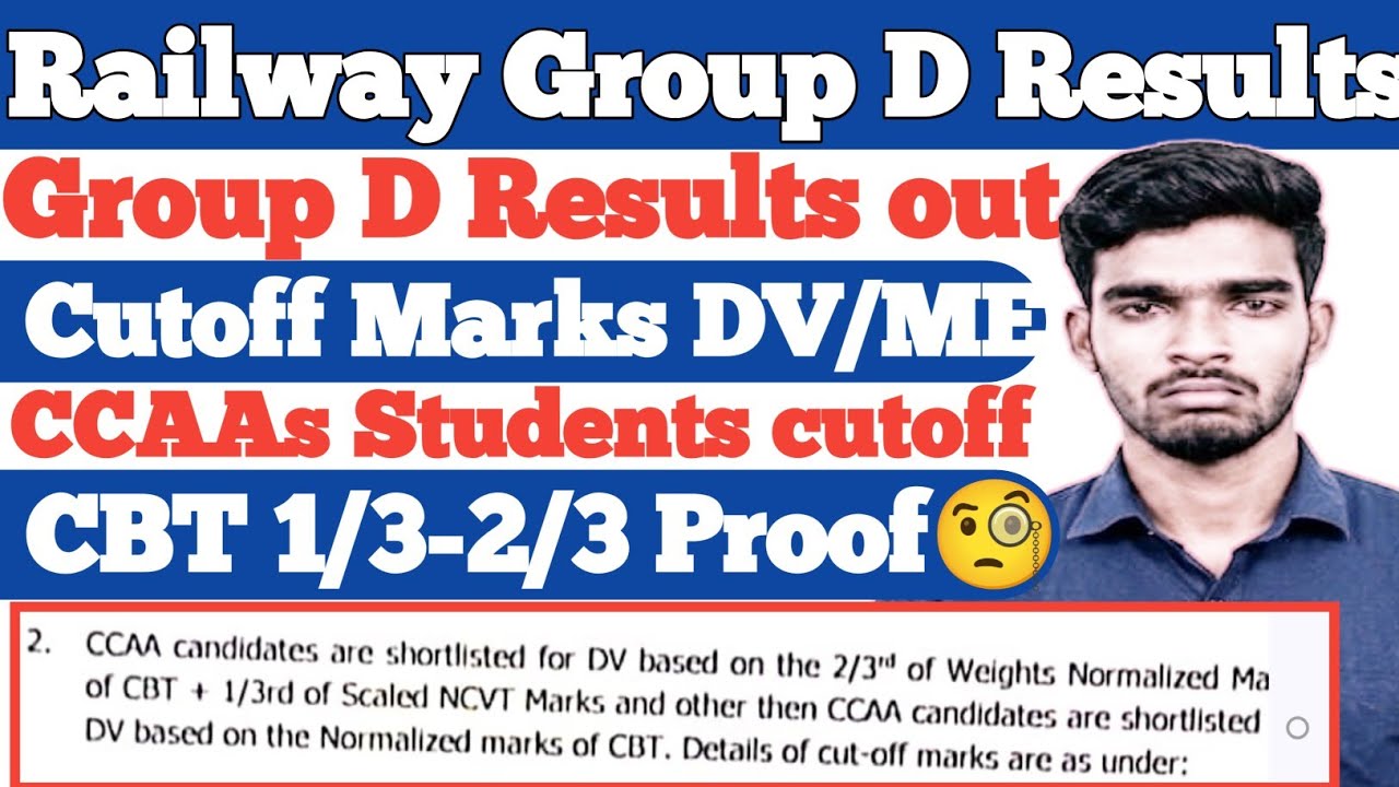Railway Group D Results Out: RRC NR Group D Cutoff Marks, CCAA Cutoff Marks, and 1/3-2/3 Weightag...