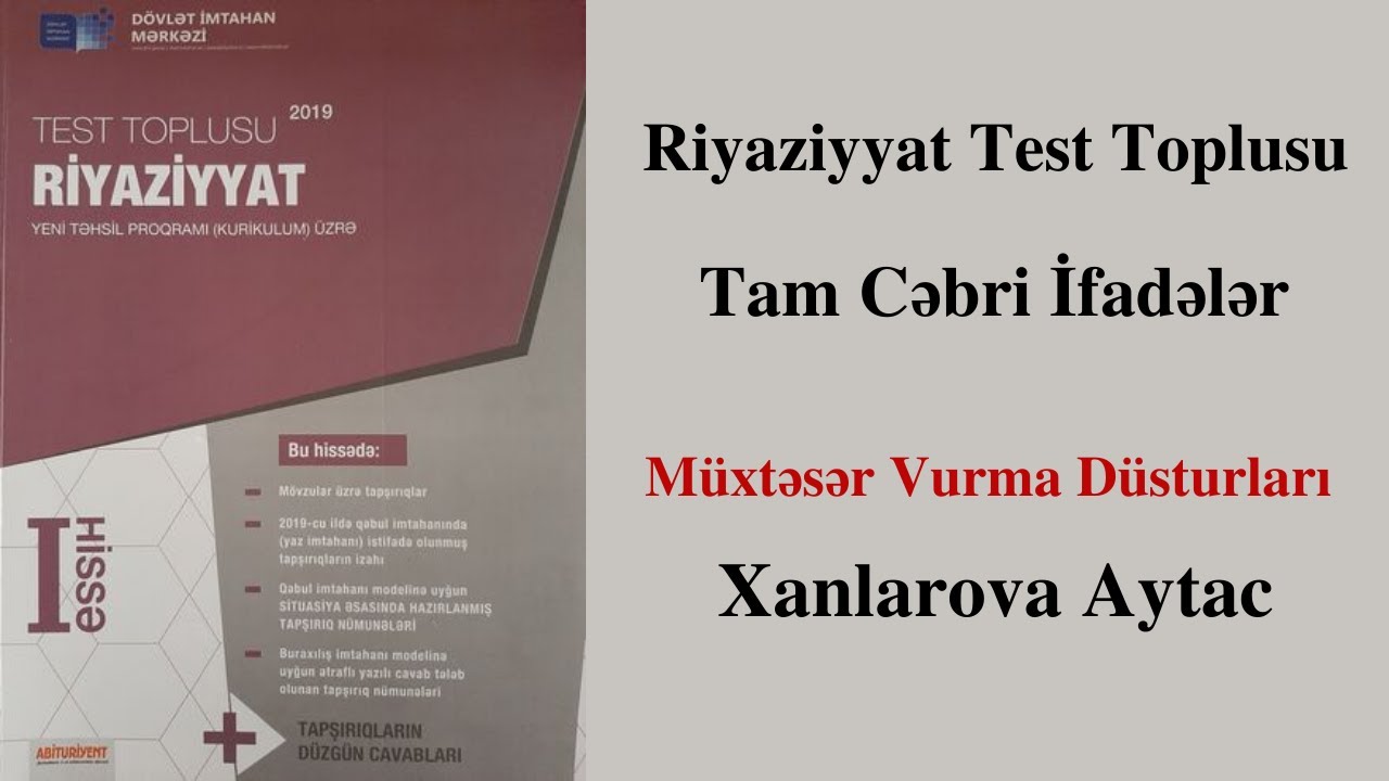 RİYAZİYYAT.DİM Test Toplusu.Müxtəsər Vurma Düsturları.Xanlarova Aytac.(FES TƏDRİS MƏRKƏZİ)