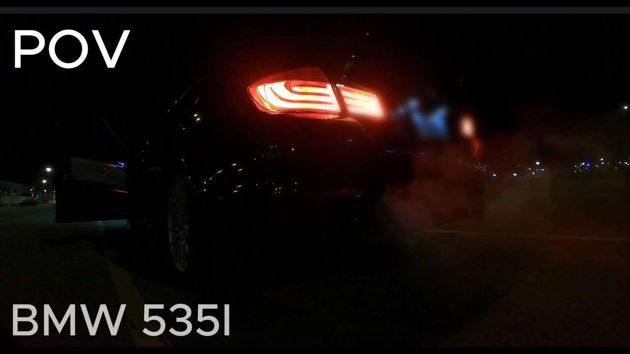 POV Driving home after a long day of school in tinted BMW 535i. LOUD N55 Night Drive | SportMode+