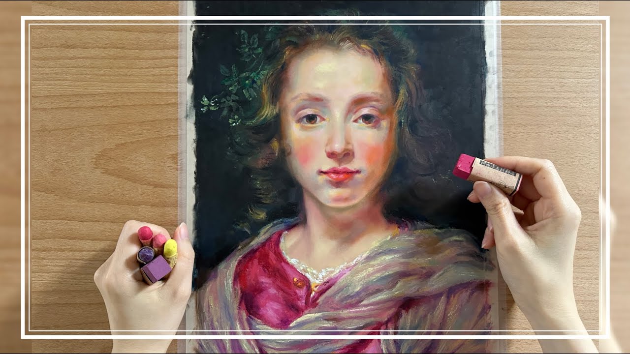 Captured in Soft Hues : A 17th-Century Young Muse Reborn in Oil Pastel