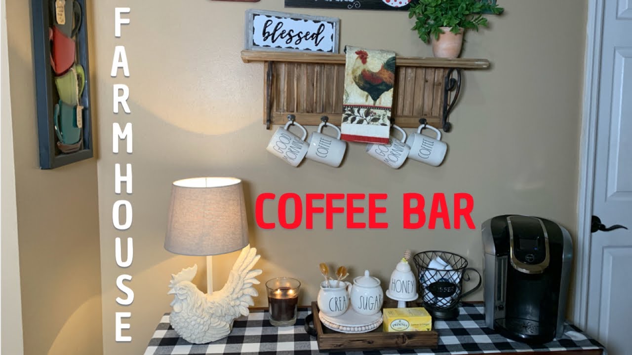 FARMHOUSE COFFEE BAR☕️COFFEE BAR DECOR IDEAS | DECORATE WITH ME