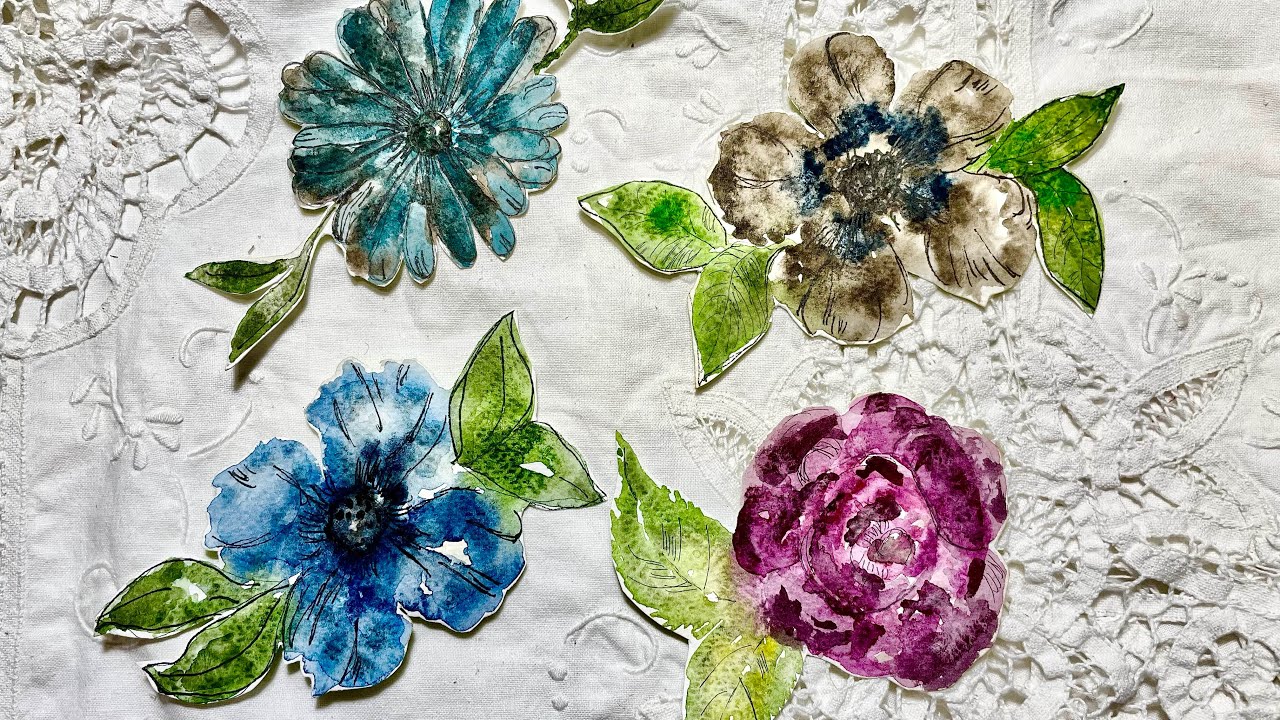 Paint flowers, for journal decorations, with me. No sound, just calm creativity.