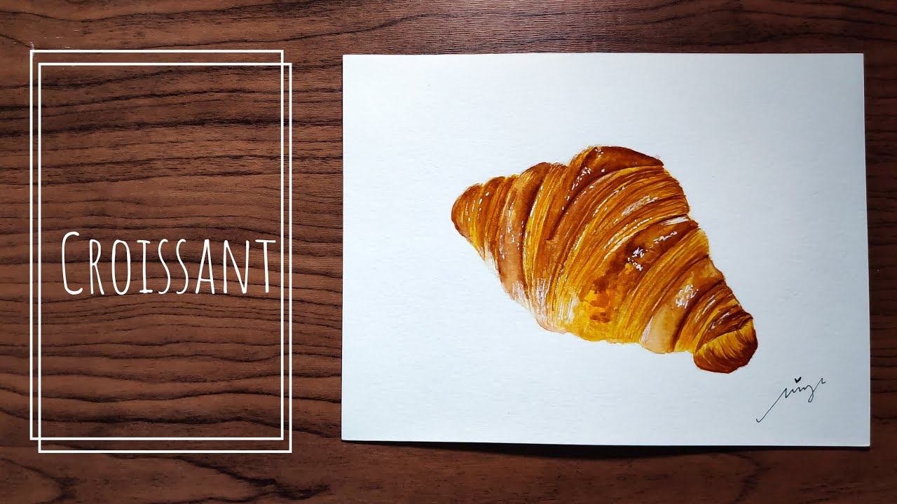 Croissant 可颂 - How to draw croissant using watercolour