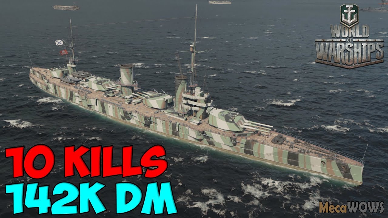 World of WarShips | Gangut | 10 KILLS | 142K Damage - Replay Gameplay 4K 60 fps
