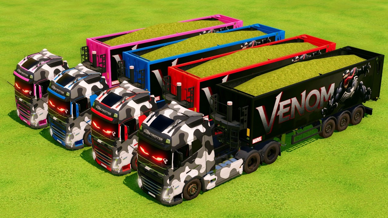 Transporting Colorful Rainbow Trailer Trucks - Farming Simulator 22 #28