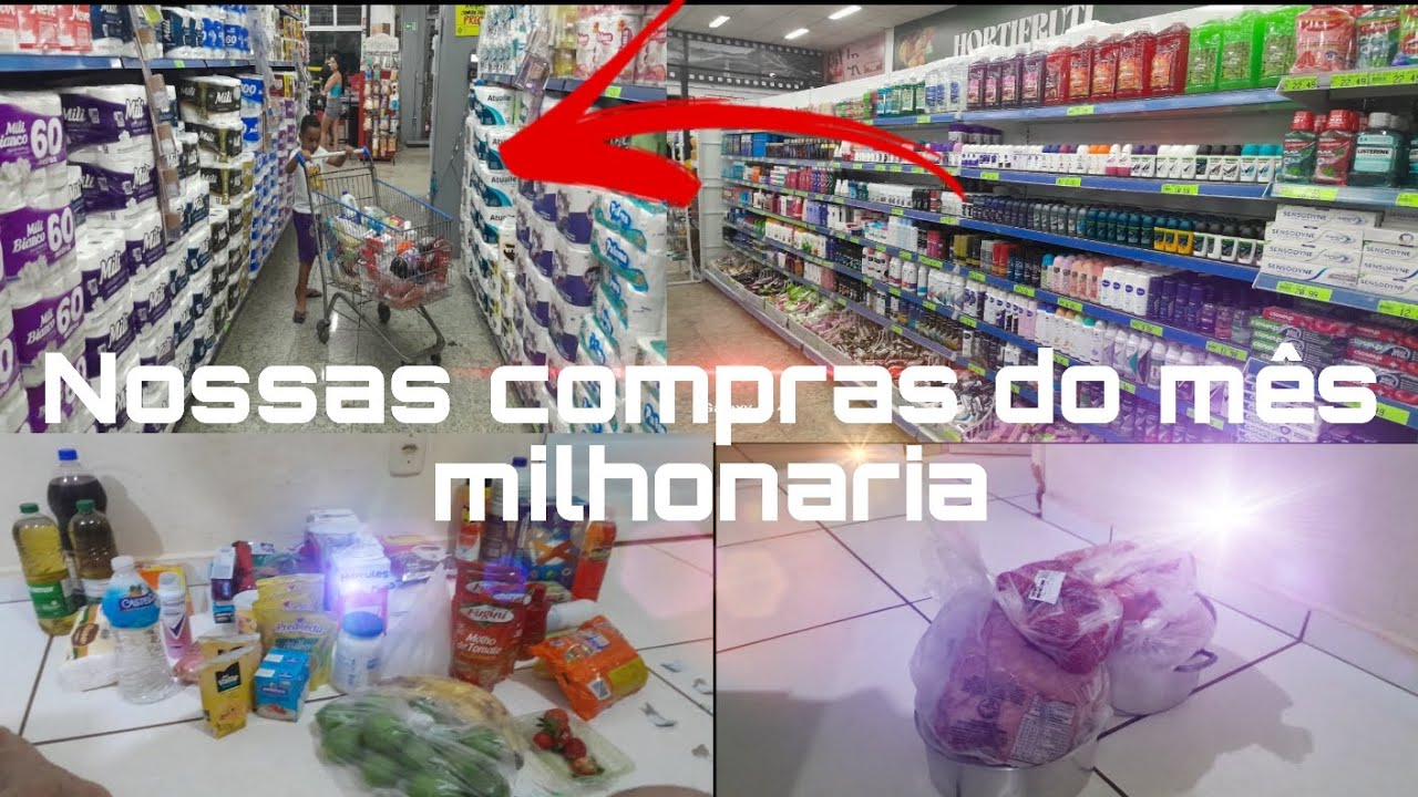 Compras do mês pra três pessoas abrindo recebido de uma inscrita