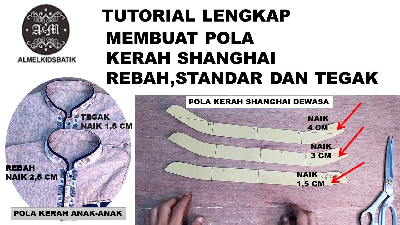 TUTORIAL MEMBAT POLA KERAH SHANGHAI | PERBEDAAN MEMBUAT POLA KERAH SHANGHAI REBAH DAN TEGAK