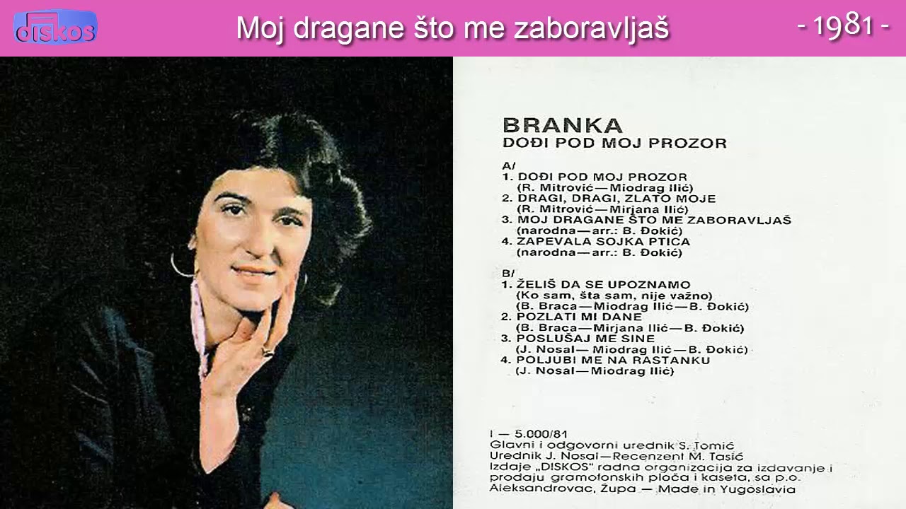 Branka Rucnov - Moj dragane sto me zaboravljas - (Audio 1981)