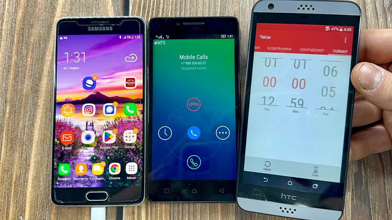 Mobile Calls Samsung Galaxy A5, Lenovo A6010, HTC Sene 7.0/ Incoming, Outgoing, Timer Calls