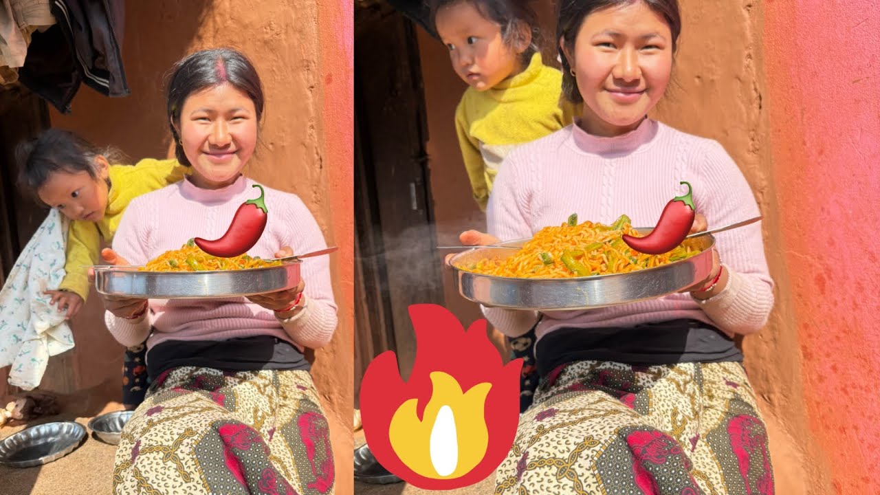 after longtime we are eatting a current spicy noodle 🍜 🌶️🔥