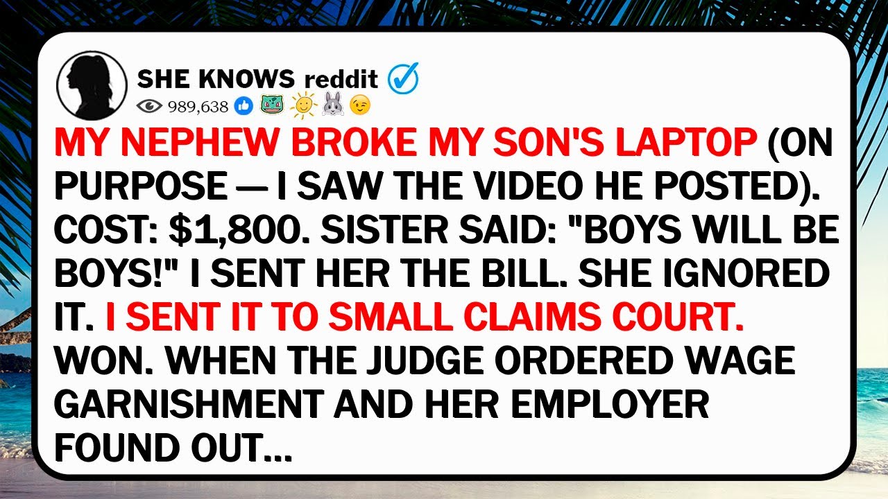 My Nephew Broke My Son's Laptop (On Purpose — I Saw The Video He Posted). Cost: $1,800. Sister Said