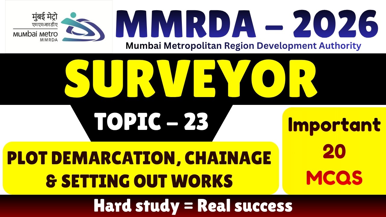 Plot Demarcation, Chainage & Setting out Works MCQS | MMRDA 2026 Surveyor | MMRDA Surveyor PDF Book