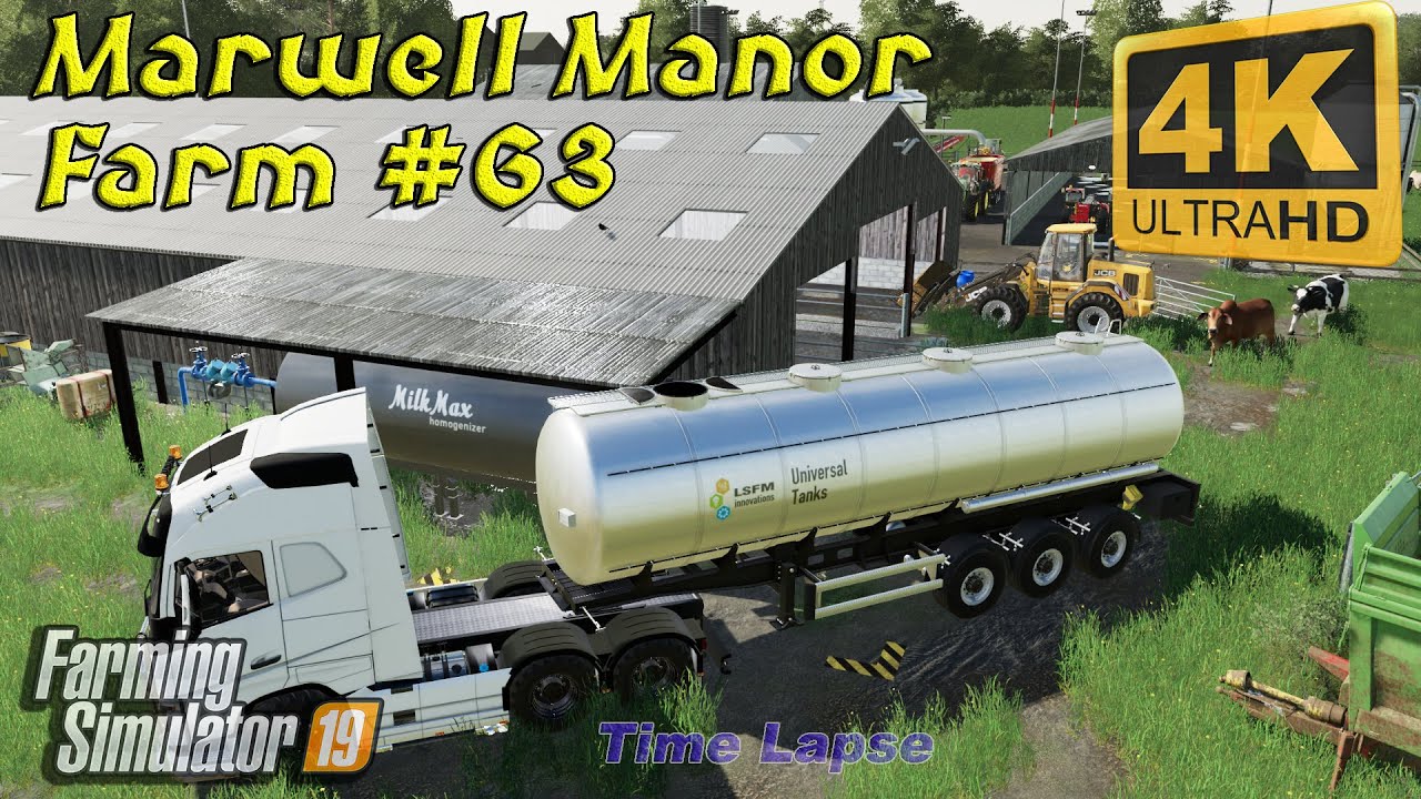 Feeding cows, selling pigs&milk, sowing&fertilizing | Marwell Manor Farm #63 | FS19 TimeLapse | 4K