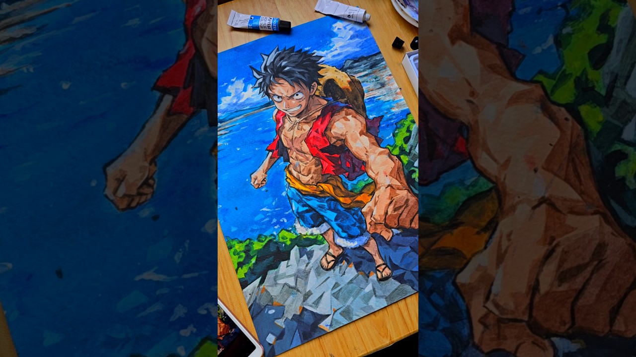 Pehli Baar Acrylic Color Use Kiya...SCAM Ho Gaya?! 😱 | Luffy Drawing #shorts