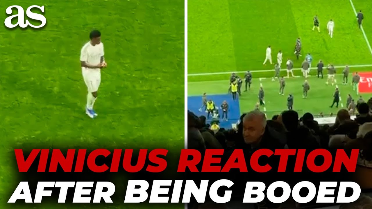 VINICIUS' INSTINCTIVE REACTION after the FINAL WHISTLE after being BOOED by the BERNABÉU crowd