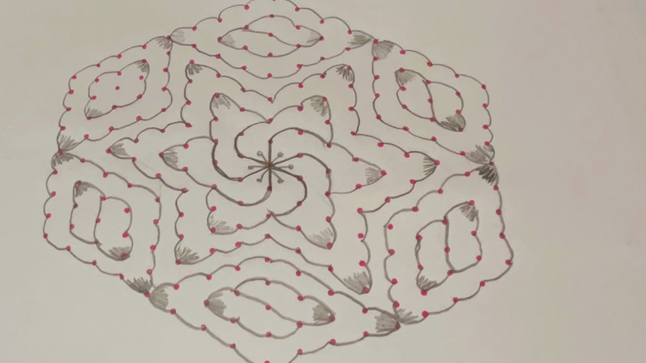 Very Simple Rangoli design for beginners | Big rangoli design with dots | Very easy rangoli design