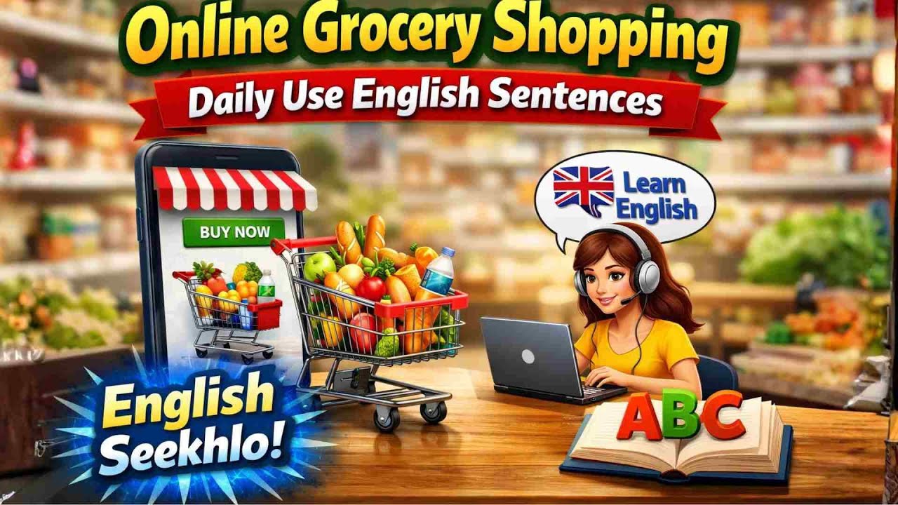 Online Grocery Shopping Daily Use English Sentences | Hindi to English | English Seekhlo