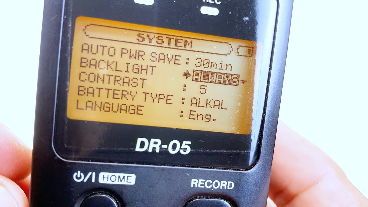 Tascam DR05 How to keep the backlight ON