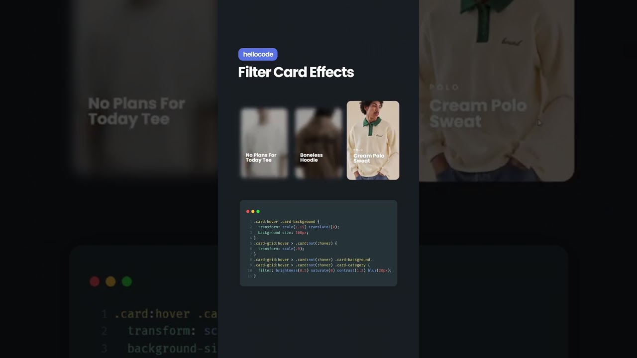 Filter card effects with HTML & CSS. Source code link in the comments 🔥