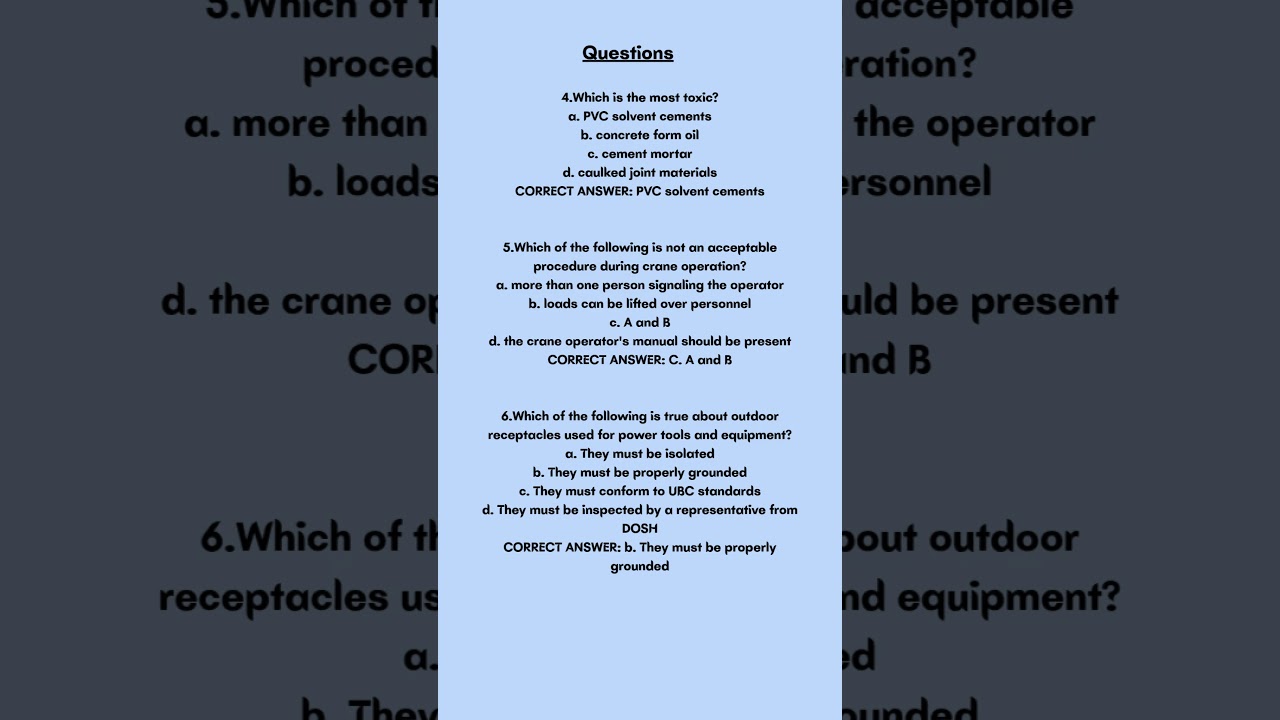 CSLB B  License Exam Questions and Answers