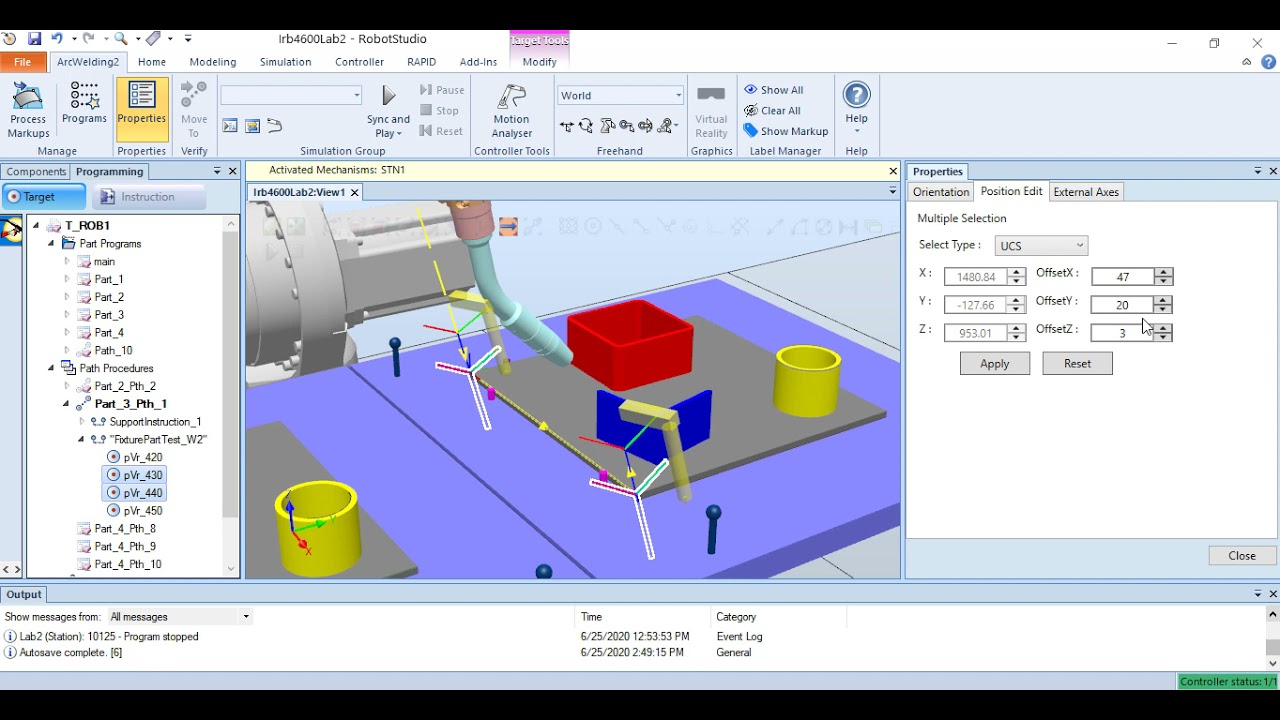 Target Properties - using ArcWelding PowerPac