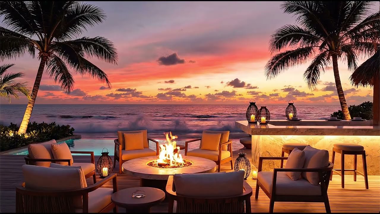 4k Luxury Beach House Sunset Ambience 🌊 Deep House for Focus, Study, Sleep