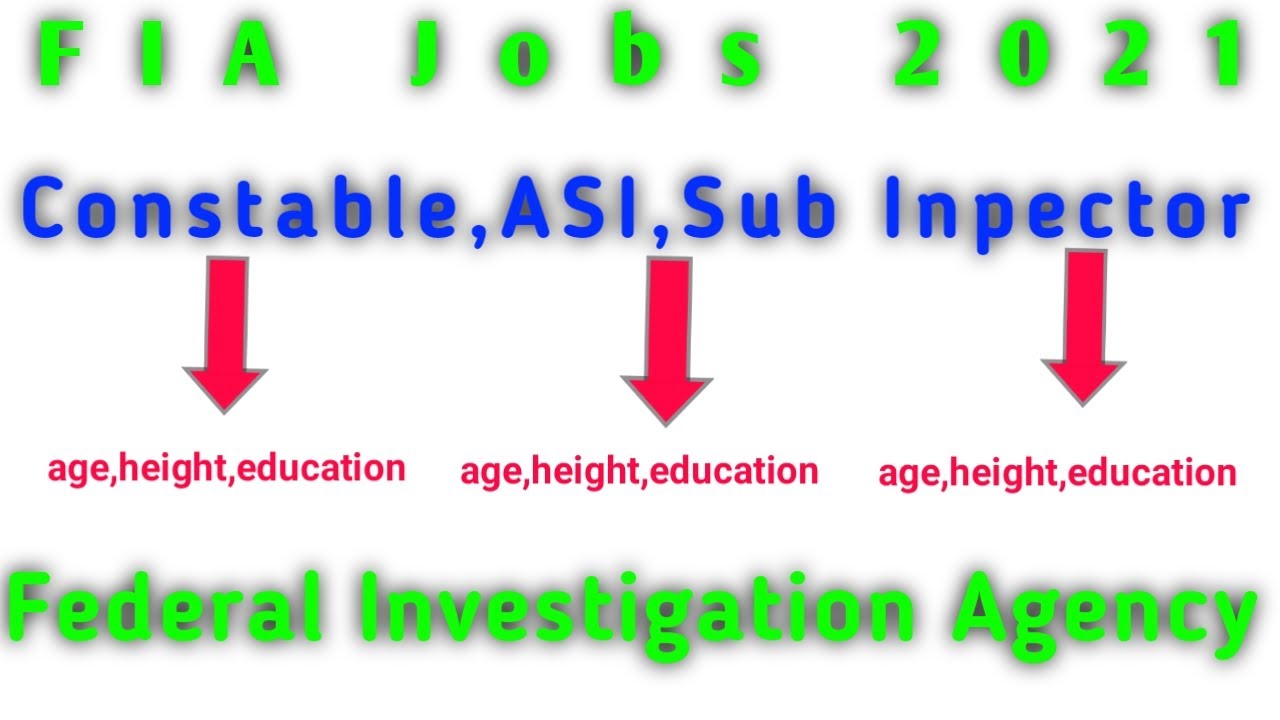 FIA Jobs 2021 / Constable,Sub Inspector,ASI / Age,Height,Education,BPS /Full Details FIA Jobs