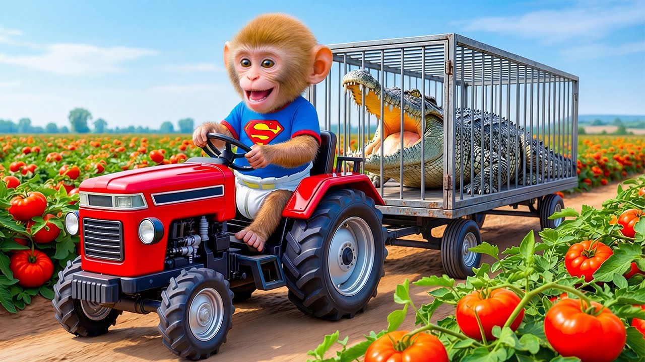 The Horrifying Secret Behind iZi the Monkey's Tractor — A Crocodile Appears!