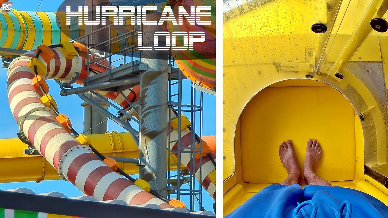 Miramar Weinheim - Hurricane Loop | 4K Onride | Doppelloopingwasserrutsche